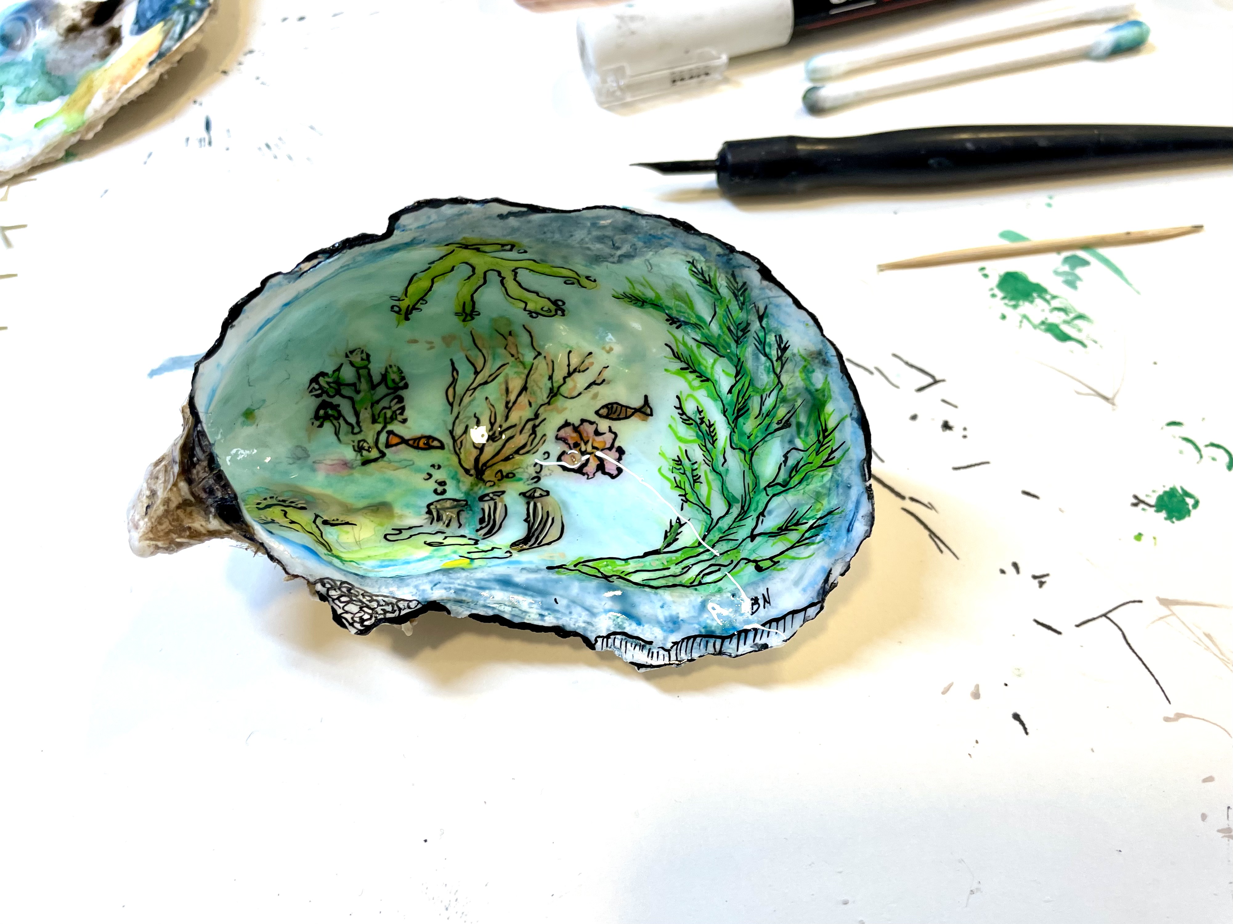 ATELIER PEINTURE SUR HUÎTRE