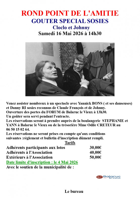 GOÛTER SOSIES PAR LE ROND POINT DE L'AMITIÉ - © ROND POINT DE L'AMITIÉ GOÛTER SOSIES PAR LE ROND POINT DE L'AMITIÉ