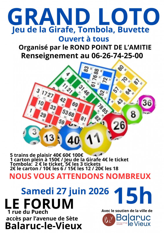 GRAND LOTO DU ROND POINT DE L’AMITIÉ - © ROND POINT DE L’AMITIÉ GRAND LOTO DU ROND POINT DE L’AMITIÉ