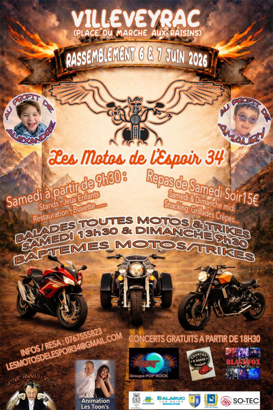 LES MOTOS DE L’ESPOIR 34 À VILLEVEYRAC