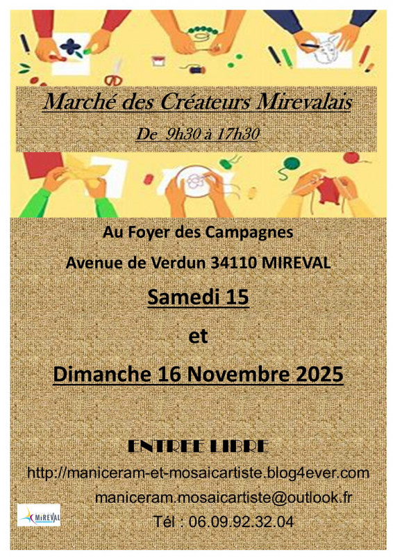 MARCHÉ DES CRÉATEURS MIREVALAIS - © Maniceram et Mosaicartiste MARCHÉ DES CRÉATEURS MIREVALAIS