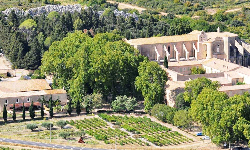 Vue aérienne de l'abbaye de Valmagne à Villeveyrac - © OT Archipel de Thau Méditerranée